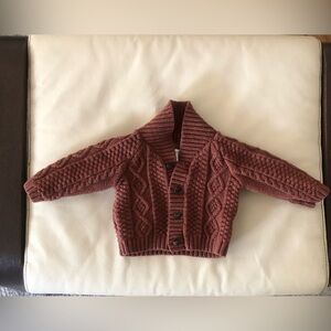JANIE and JACK Infant Brown Cable Cardigan Size0-3M